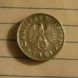 1941 A Nazi Germany Third Reich 1 Pfenning Old,  Ww2,  Coin