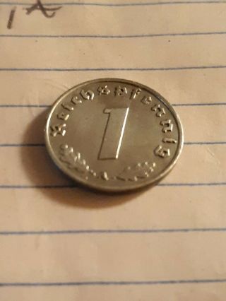 1941 A Nazi Germany Third Reich 1 Pfenning old,  ww2,  coin 3