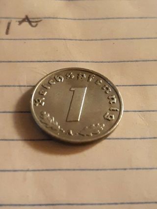 1941 A Nazi Germany Third Reich 1 Pfenning old,  ww2,  coin 4