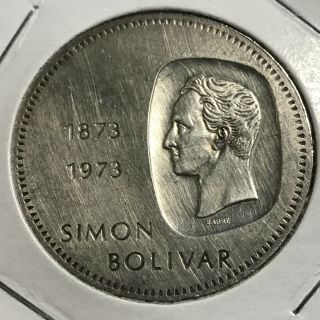 1973 Venezuela Silver 10 Bolivars Large Crown Coin