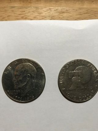 Eisenhower $1 Dollar Coin 1776 - 1976 Bicentennial Bi - Metal Clad