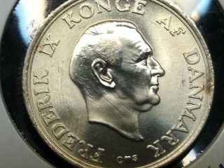 1958 (h) C S Denmark 2 Kroner Silver Coin,  Uncirculated
