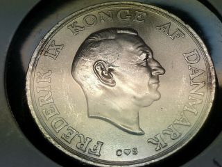 1958 (h) C S Denmark 2 kroner silver coin,  Uncirculated 2