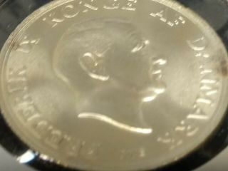 1958 (h) C S Denmark 2 kroner silver coin,  Uncirculated 3