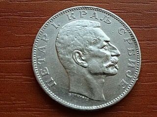 Authentic Serbia Silver 2 Dinara 1904 Peter I 1903 - 1918 Ad Serbian Silver Coin