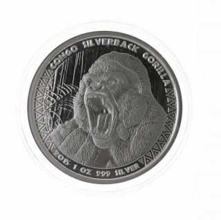 2015 Congo 5000 Francs Cfa Silverback Gorilla 1oz.  999 Fine Silver Coin