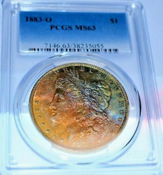 1883 - O Morgan Silver Dollar Ms63 By Pcgs With Obverse Color Toning