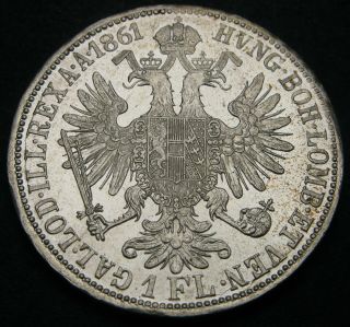 Austria 1 Florin 1861 A - Silver - Franz Joseph I.  - Xf/aunc - 2877