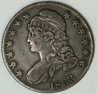 1833 50 Cents Silver Capped Bust Half Dollar Lettered Edge