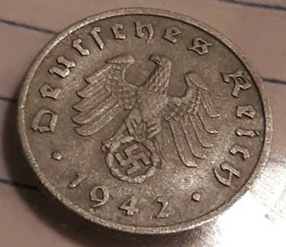 1942 A Nazi Germany,  Third Reich 1 Pfenning,  Coin,  Old,  Ww2