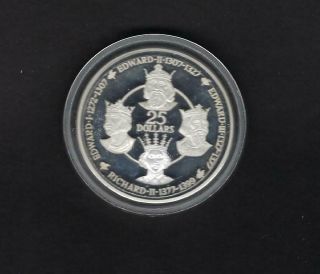 Cayman Islands 1980 $25 Silver Proof Coin KM 51 House of York 2