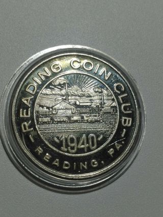 1967 Daniel Boone Commemorative Reading Coin Club 20 Grams.  999 Fine Silver Round
