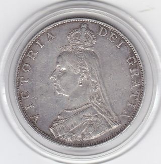Very Sharp 1887 Queen Victoria Double Florin (4/ -) Silver Coin
