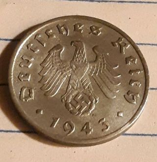 1943 A Nazi Germany Third Reich 1 Pfenning 3