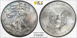 2011 American Silver Eagle Ase Pcgs Ms67 - Colorful Light Rainbow Toning