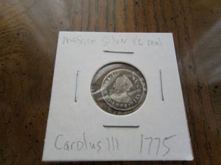 1775 2 Reales Spanish Carolus Iii Dei Gratia Mexico Colonial Coin