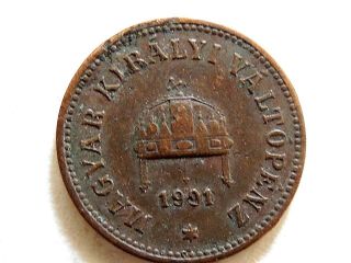 1901 - Kb Hungarian Two (2) Filler Magyar Coin