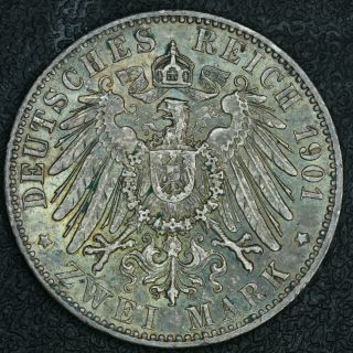 1901a German States Prussia 2 Mark Km 525 Silver