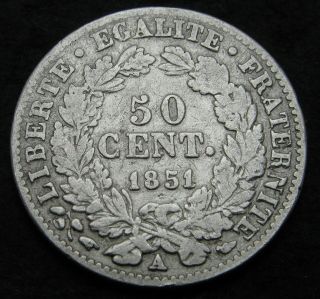France 50 Centimes 1851 A - Silver - F/vf - 1701