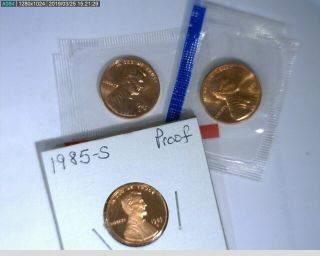 1985 1c P D S Lincoln Memorial Cent Unc In Cello And Proof