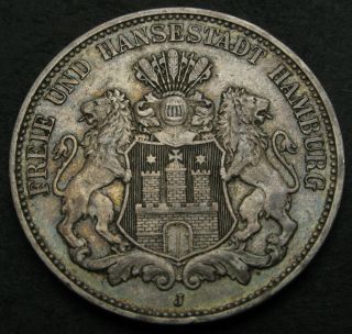 Hamburg (german City) 3 Mark 1908 J - Silver - Vf - - 1360