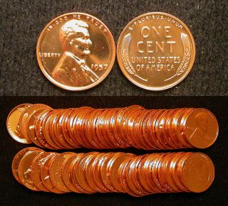 Roll Of 50 1957 Proof Lincoln Cents