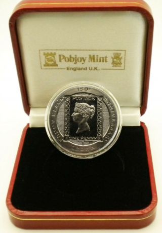 1990 Penny Black Isle Of Man 150th Anniversary Silver Proof Coin W/ Case