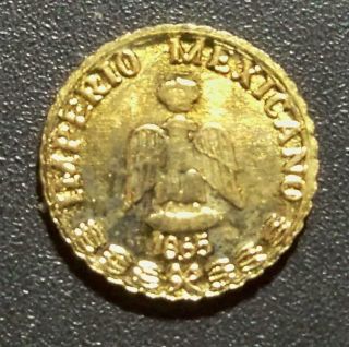 Brilliant Mexico 1865 Mini Maximilian Ghe (heavy Gold Electroplated) Coin