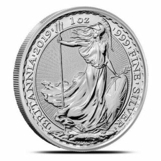 2019 Great Britain Uk 1 Oz Silver £2 Britannia Coin - Gem Uncirculated