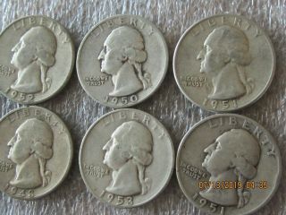 (8) Washington QuarterS - 1948,  1950,  1951,  1952,  1953.  QUARTERS SH 3