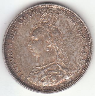 1887 Great Britain Queen Victoria Silver Shilling.  Jh.