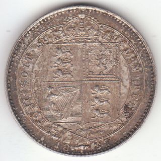 1887 Great Britain Queen Victoria Silver Shilling.  JH. 2