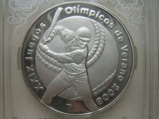Caribean Silver 10 Pesos 2006 Beijing Olympics 2008 Baseball Proof
