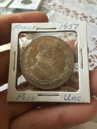 Mexico Coins 1957 Year Un Peso Silver Coin.