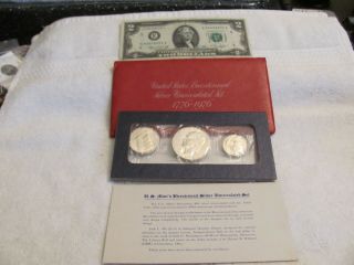 1776 - 1976 Uncirculated 3pc Centennial U.  S.  Set 40 Silver,  Gift " S/h "