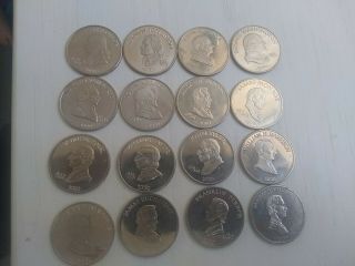 First 16 Us Presidents - Republic Of Liberia 2000 Five Dollar Coins With 