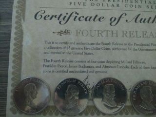 First 16 US Presidents - Republic of Liberia 2000 Five Dollar Coins with ' s 6