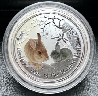 Colorized 2011 Australia Year Of The Rabbit 1/2 Oz.  999 Fine Silver Coin (9141a)
