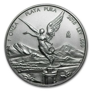 2015 1 Oz.  999 Fine Silver Mexican Mexico Libertad Coin In Capsule