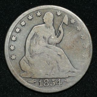 A 1854 O Seated Liberty Half Dollar W Arrows Good 50 Cents Silver Coin Orlea
