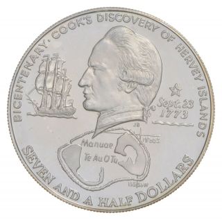 World Coin - 1973 Cook Islands 7 1/2 Dollars - World Silver Coin - 34g 178