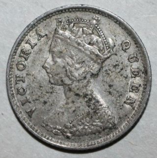 British Hong Kong 10 Cents Coin,  1896 - Km 6.  3 -.  800 Silver Queen Victoria Ten