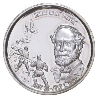 Rare Silver 25.  5 Grams History Of The Civil War Round.  999 Fine Silver 830