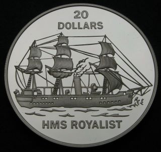Tuvalu 20 Dollars 1993 Proof - Silver - Hms Royalist - 526