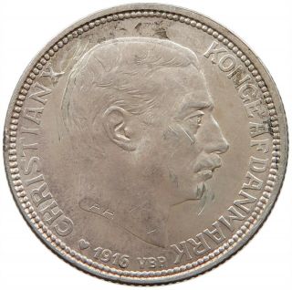 Denmark 2 Kroner 1916 Christian X.  T76 373