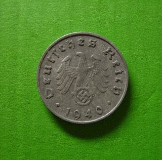 1940 E Nazi German Zinc 10 Reichspfennig With Swastika