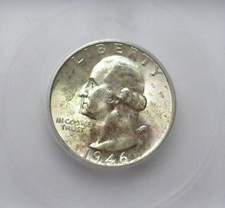 1946 - S Washington Silver 25 Cents Icg Ms67 Valued At $315