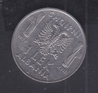 1939,  Albania.  Albanian 1 Leke.  Italy Italian Occupation Coins.  150/1