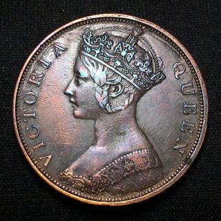 1863 Hong Kong 1 Cent,  Km 4.  1,  Xf