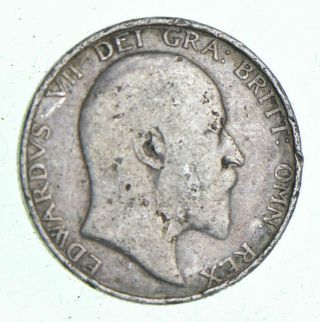. 925 Silver 1902 Great Britain Shilling Km 800 King Edward Vii Circ 535